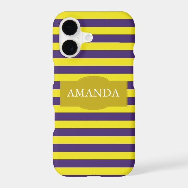 Monogram Yellow and Purple Stripe Pattern Iphone Case (Back)