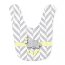 Monogram Yellow And White Chevron Baby Elephant Bib