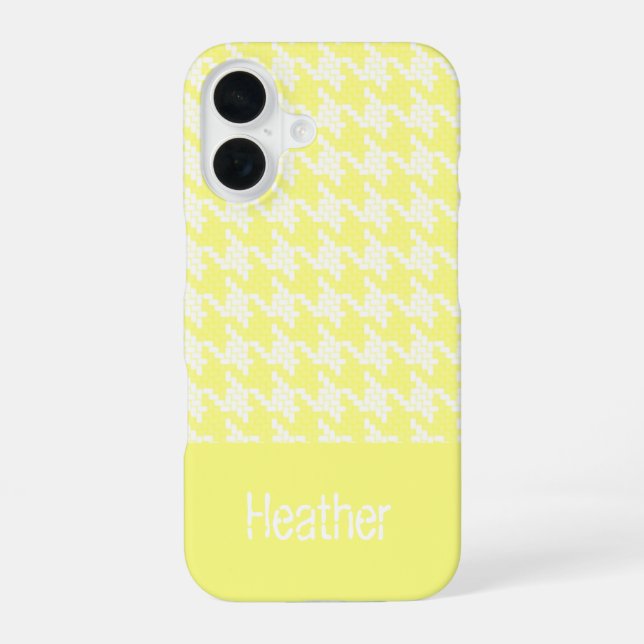 Monogram yellow and white houndstooth pattern  iphone case (Back)