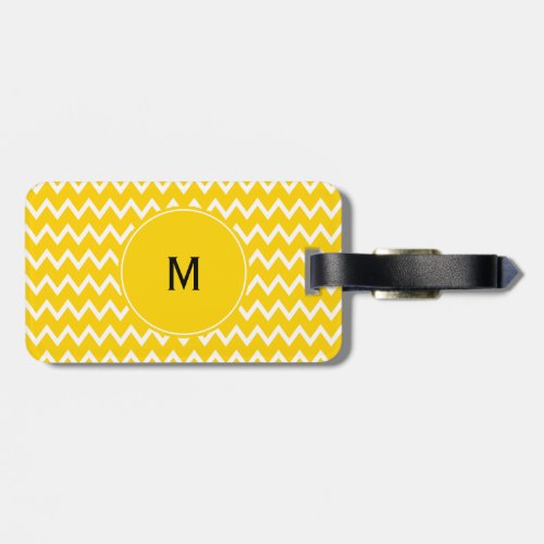 Monogram Yellow and White Zigzag Pattern Luggage Tag