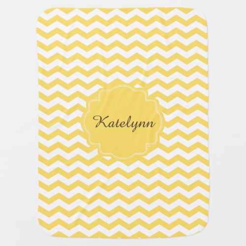 Monogram Yellow Chevron Zigzag Custom Baby Blanket