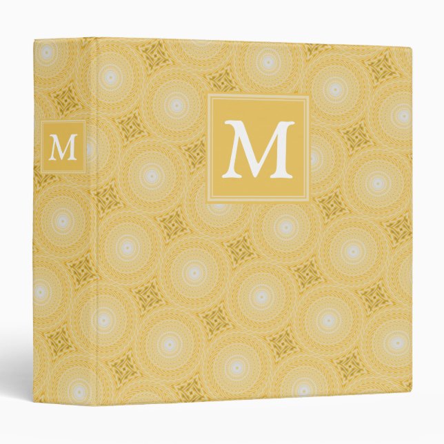 Monogram yellow circles pattern 3 ring binder (Front/Spine)
