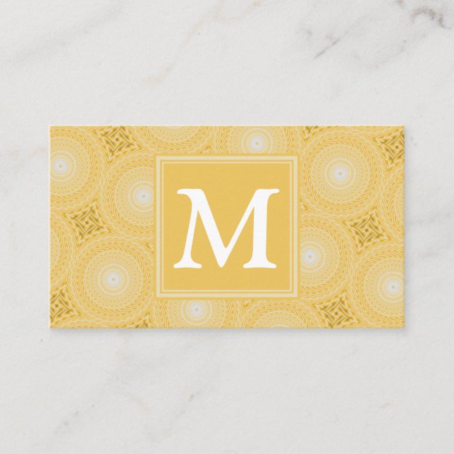 Monogram yellow circles pattern business card (Front)