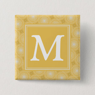 Monogram yellow circles pattern button