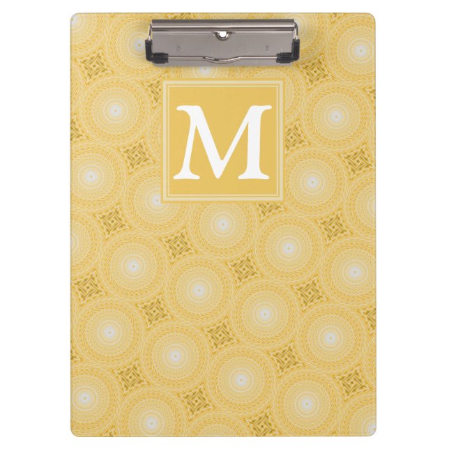 Monogram yellow circles pattern clipboard (Front)