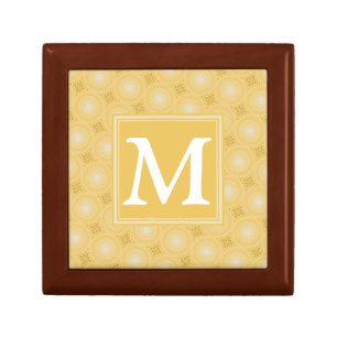 Monogram yellow circles pattern gift box