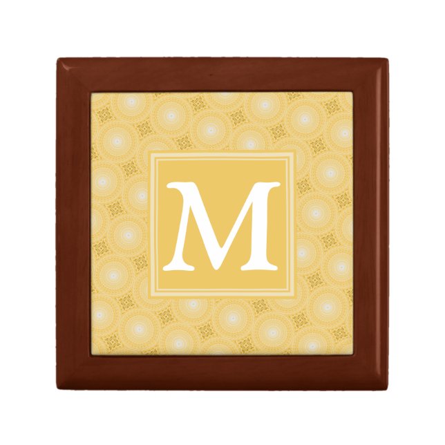 Monogram yellow circles pattern gift box (Front)