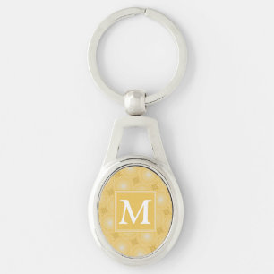 Monogram yellow circles pattern keychain