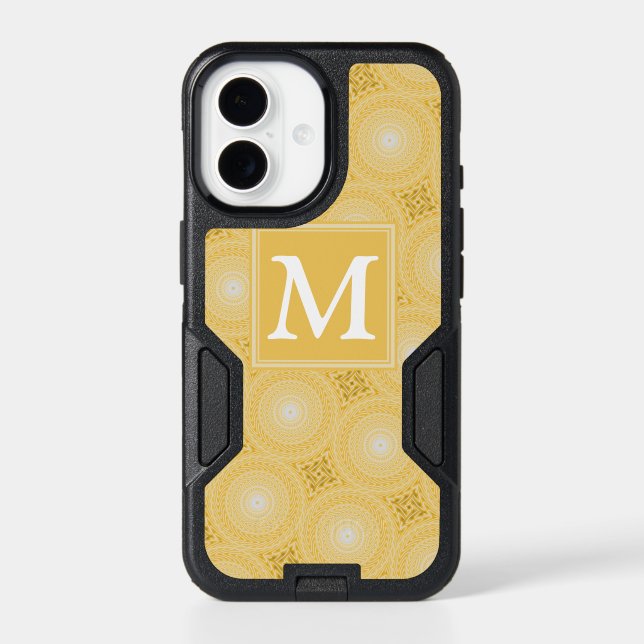 Monogram yellow circles pattern otterbox iPhone case (Back)