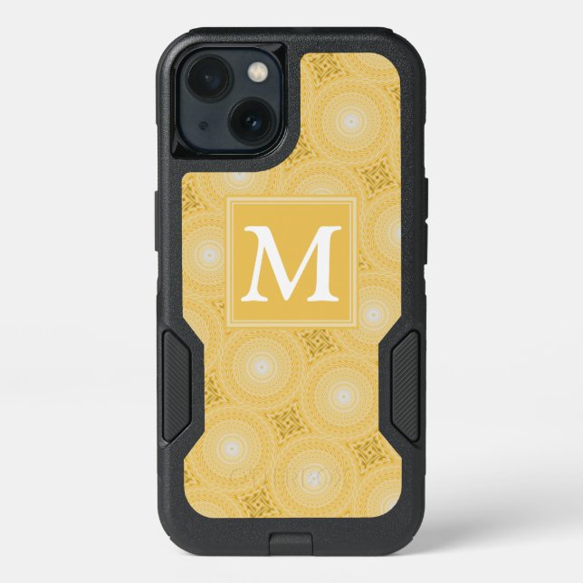 Monogram yellow circles pattern otterbox iPhone case (Back)