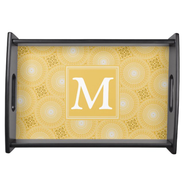 Monogram yellow circles pattern serving tray (Front)