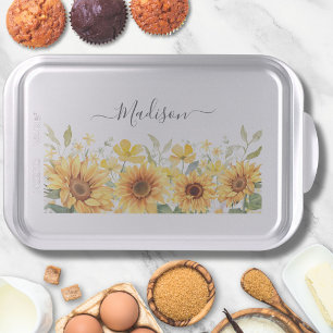 Monogram Yellow Flower Sunflower Floral Botanical Cake Pan