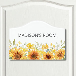 Monogram Yellow Flower Sunflower Floral Botanical Door Sign
