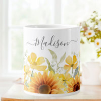 Monogram Yellow Flower Sunflower Floral Botanical