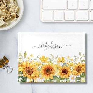 Monogram Yellow Flower Sunflower Floral Botanical Paperweight