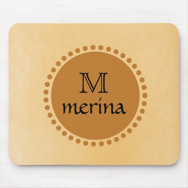 Monogram Yellow Gold Circle Mouse Pad (Front)