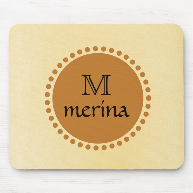 Monogram Yellow Gold Circle Mouse Pad (Front)