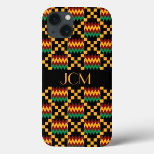 Monogram Yellow, Green, Red, Black Kente Cloth iPhone 13 Case