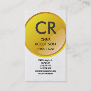 Monogram Yellow Grey Pattern Charm Business Card