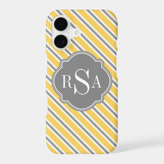 Monogram Yellow Grey White Stripe Pattern Iphone Case (Back)