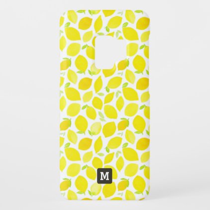 Monogram. Yellow Lemons in Watercolor. Case-Mate Samsung Galaxy S9 Case