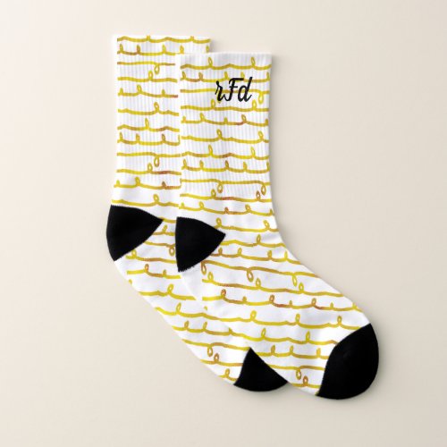 Monogram Yellow Line Squiggle Socks