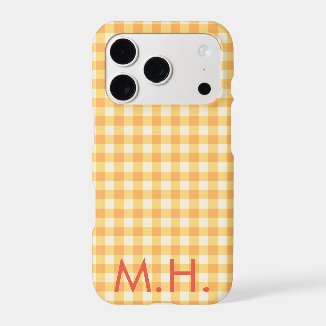 Monogram Yellow Orange Ish Preppy Gingham Plaid Iphone Case (Back)