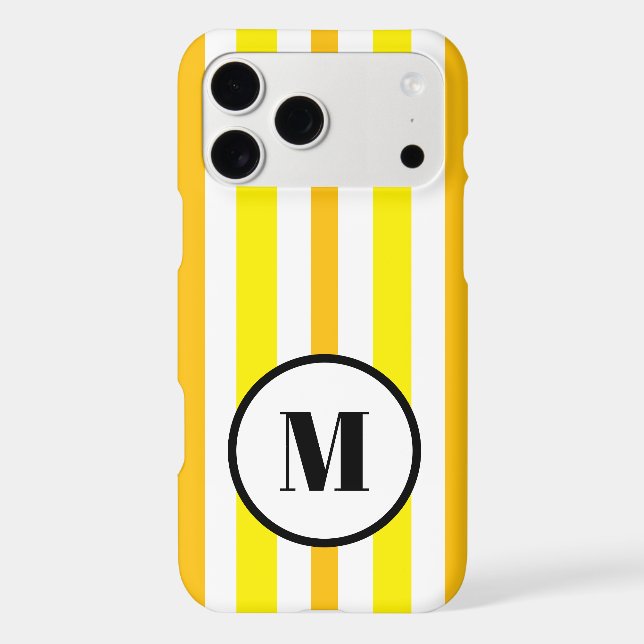 Monogram Yellow Orange White Summer Stripes Case-Mate iPhone Case (Back)
