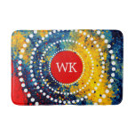 Monogram Yellow Red Blue Paint Splatter Dot Art Bath Mat