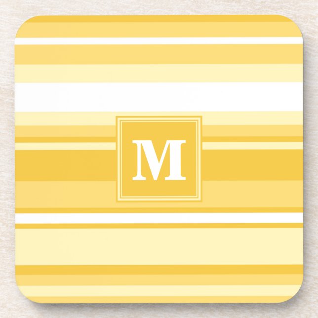 Monogram yellow stripes beverage coaster (Front)