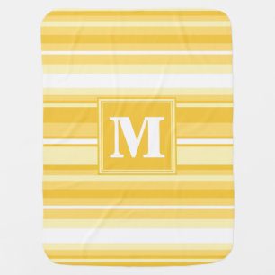 Monogram yellow stripes swaddle blanket