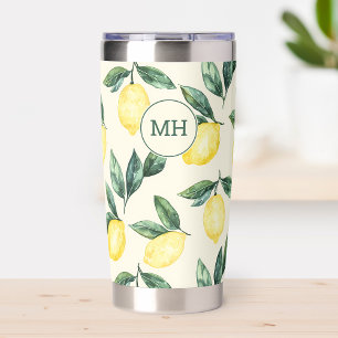 Monogram Yellow Summer Travel Coffee Lemon Citrus Insulated Tumbler