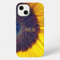 Monogram Yellow Sunflower Closeup with Initials