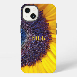 Monogram Yellow Sunflower Closeup with Initials iPhone 13 Case