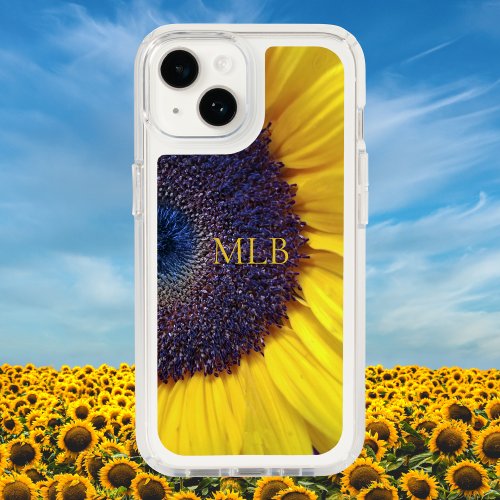Monogram Yellow Sunflower Closeup with Initials Speck iPhone 14 Case