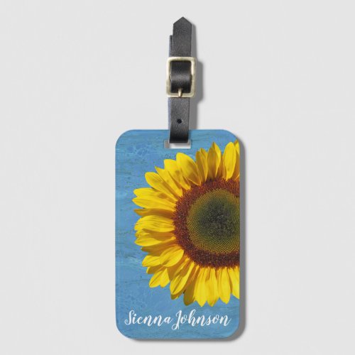 Monogram Yellow Sunflower Luggage Tag