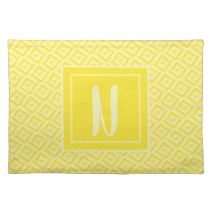Monogram Yellow Three-Tone Diamond Pattern Cloth Placemat