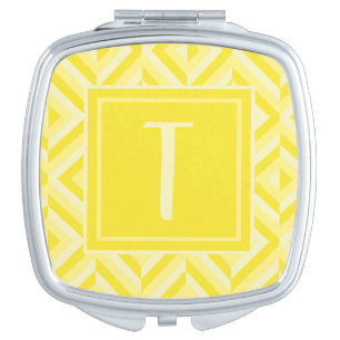 Monogram Yellow Three-Tone Diamond Pattern Compact Mirror