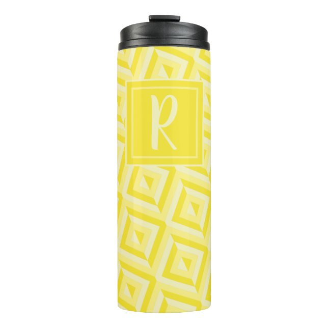 Monogram Yellow Three-Tone Diamond Pattern Thermal Tumbler (Front)