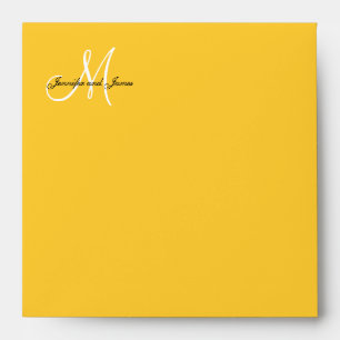 Monogram Yellow Wedding Invitation Envelope