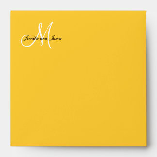 Monogram Yellow Wedding Invitation Envelope