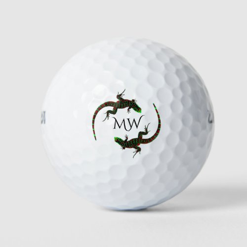 Monogram Yin Yang Lizards   Golf Balls
