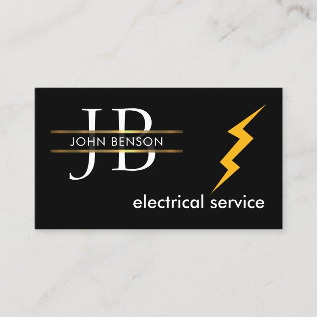 Monogram Your Electrical Name Business Card (Front)