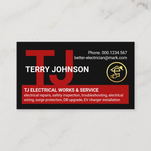 Monogram Your Electrician Name Business Card