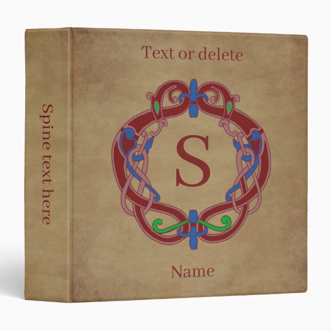 Monogram Your Initial Celtic Design Personalized 3 Ring Binder (Front/Spine)