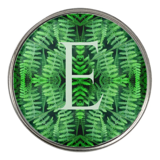 Monogram Your Initial Green Ferns Personalized     Golf Ball Marker (Front)