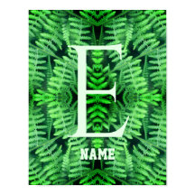 Monogram Your Initial Green Ferns Personalized    