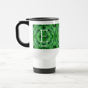Monogram Your Initial Green Ferns Personalized Travel Mug