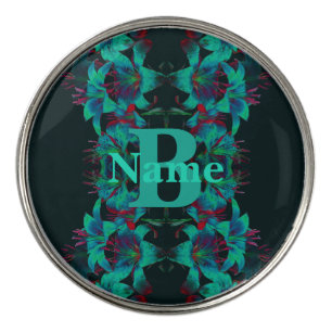 Monogram Your Initial Lily Art Personalized Golf Ball Marker