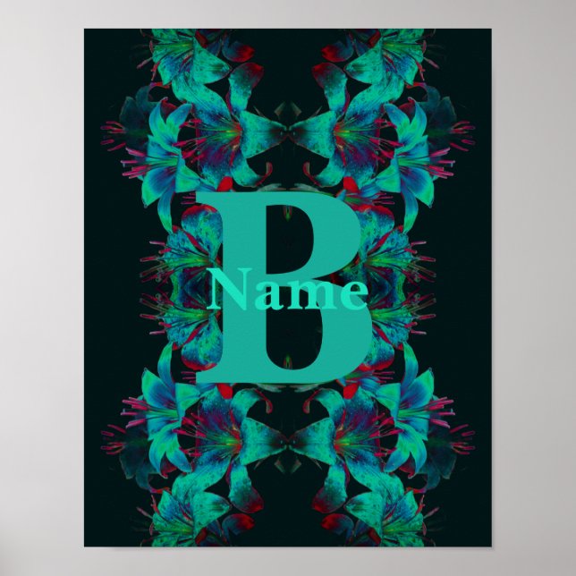 Monogram Your Initial Lily Art Personalized Poster (Front)